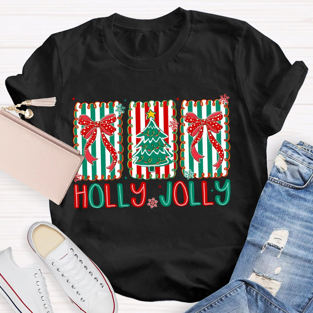 Personalized Name Bow And Christmas Tree Christmas T-shirt