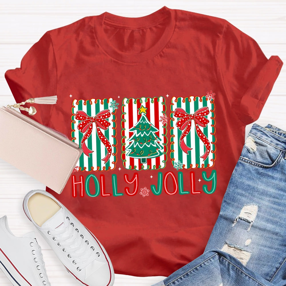 Personalized Name Bow And Christmas Tree Christmas T-shirt