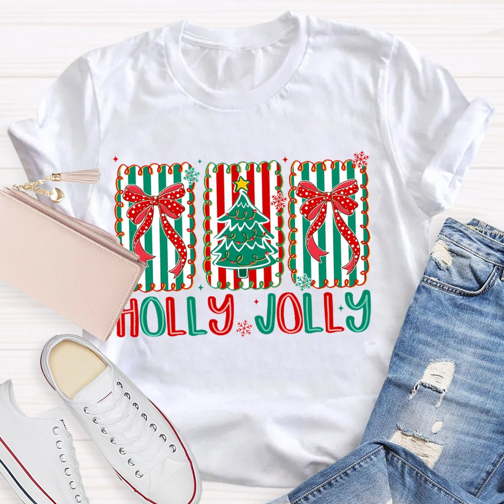 Personalized Name Bow And Christmas Tree Christmas T-shirt