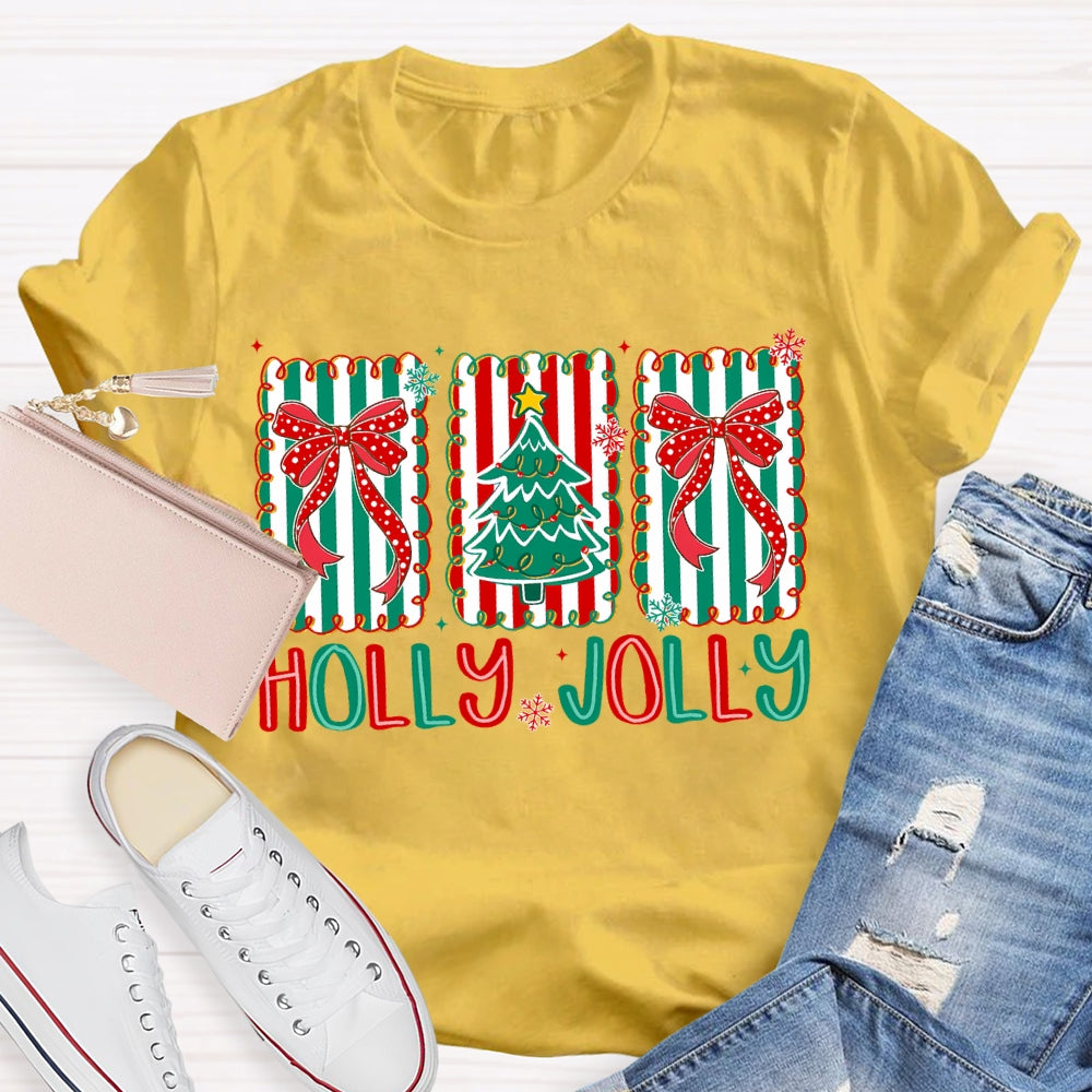 Personalized Name Bow And Christmas Tree Christmas T-shirt