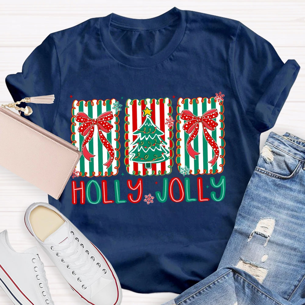 Personalized Name Bow And Christmas Tree Christmas T-shirt