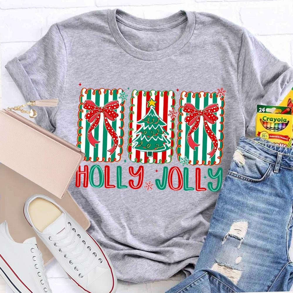 Personalized Name Bow And Christmas Tree Christmas T-shirt