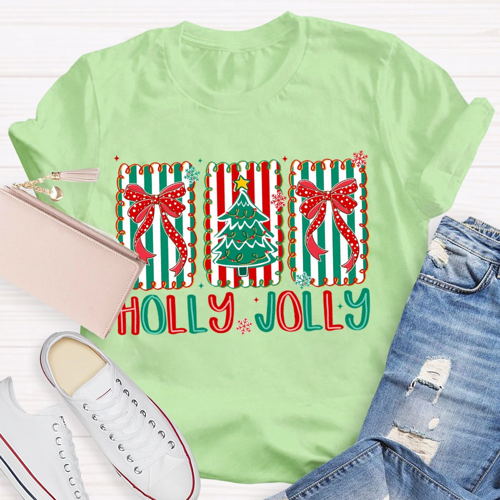 Personalized Name Bow And Christmas Tree Christmas T-shirt