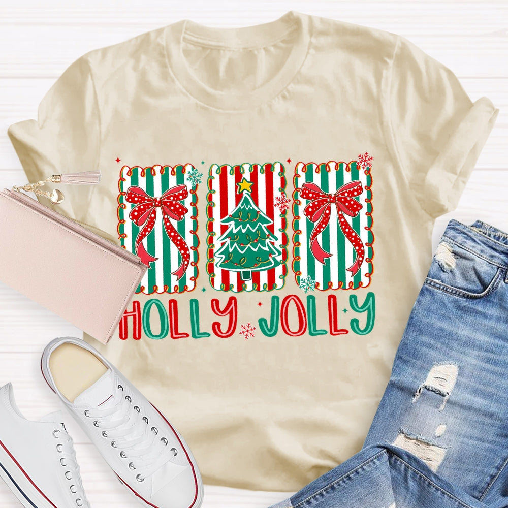 Personalized Name Bow And Christmas Tree Christmas T-shirt