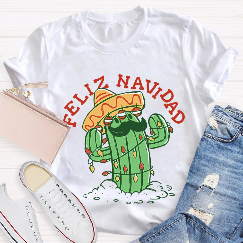 Feliz Navidad Christmas Bilingual Teacher T-shirt