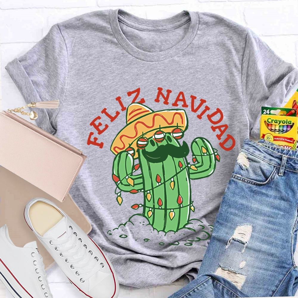 Feliz Navidad Christmas Bilingual Teacher T-shirt