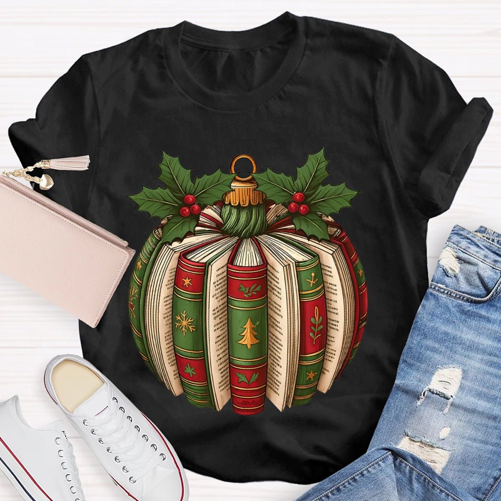 Fall In Love With Reading Christmas Tree Snowflake Books T-shirt