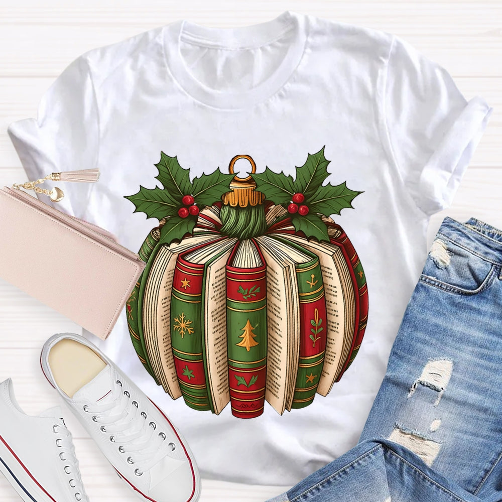 Fall In Love With Reading Christmas Tree Snowflake Books T-shirt