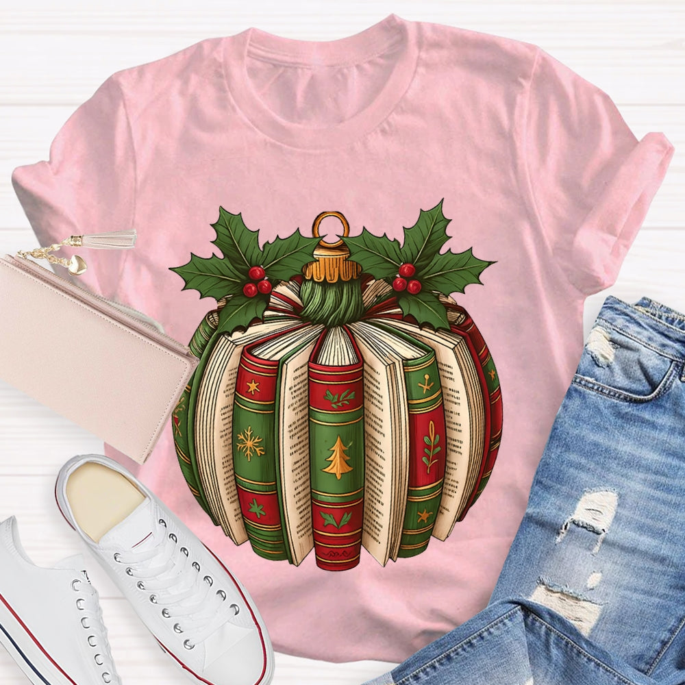 Fall In Love With Reading Christmas Tree Snowflake Books T-shirt