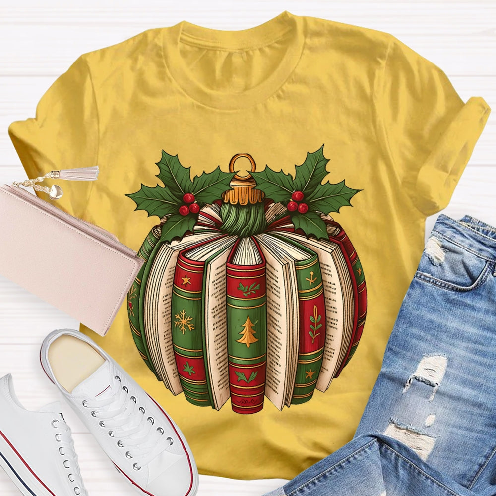Fall In Love With Reading Christmas Tree Snowflake Books T-shirt