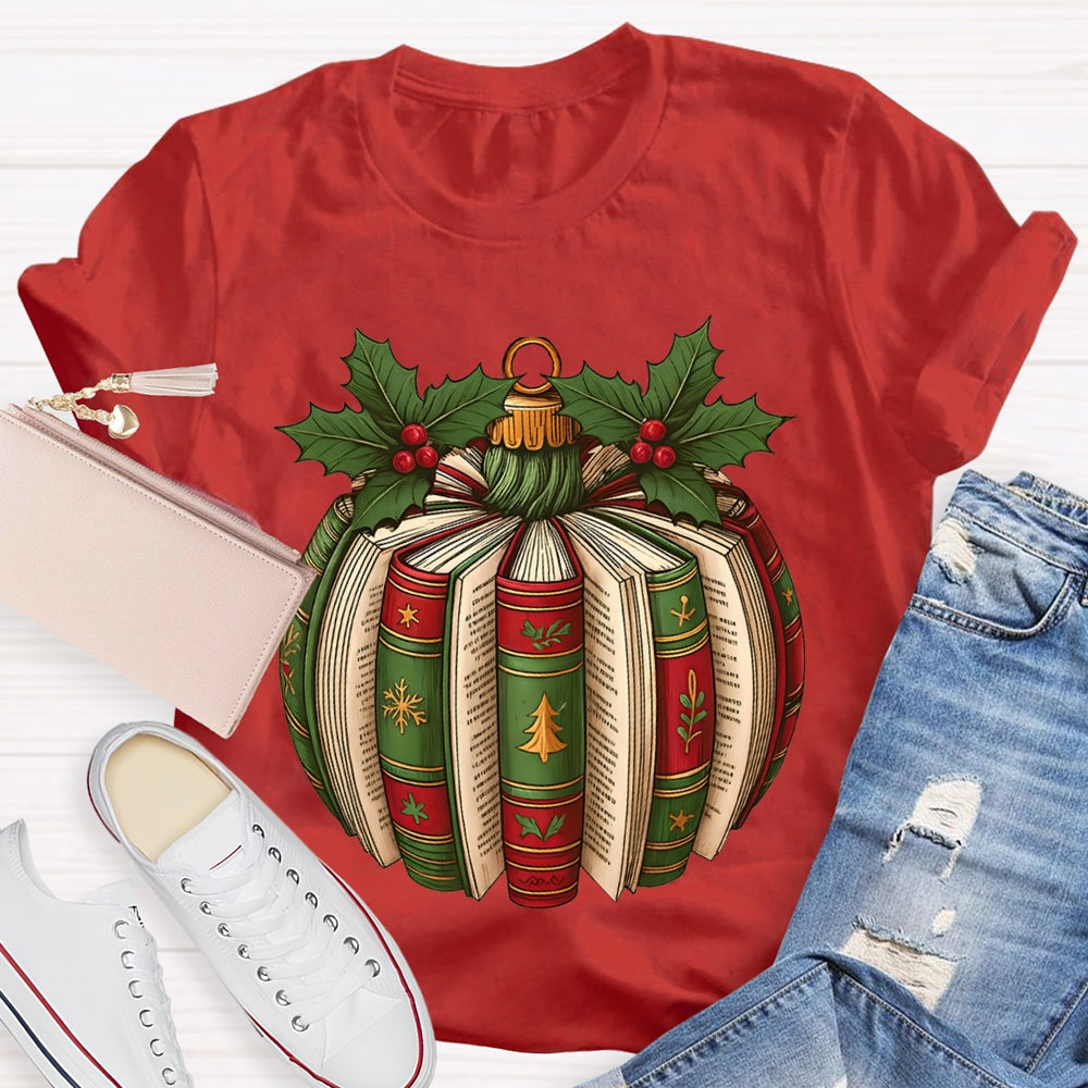 Fall In Love With Reading Christmas Tree Snowflake Books T-shirt