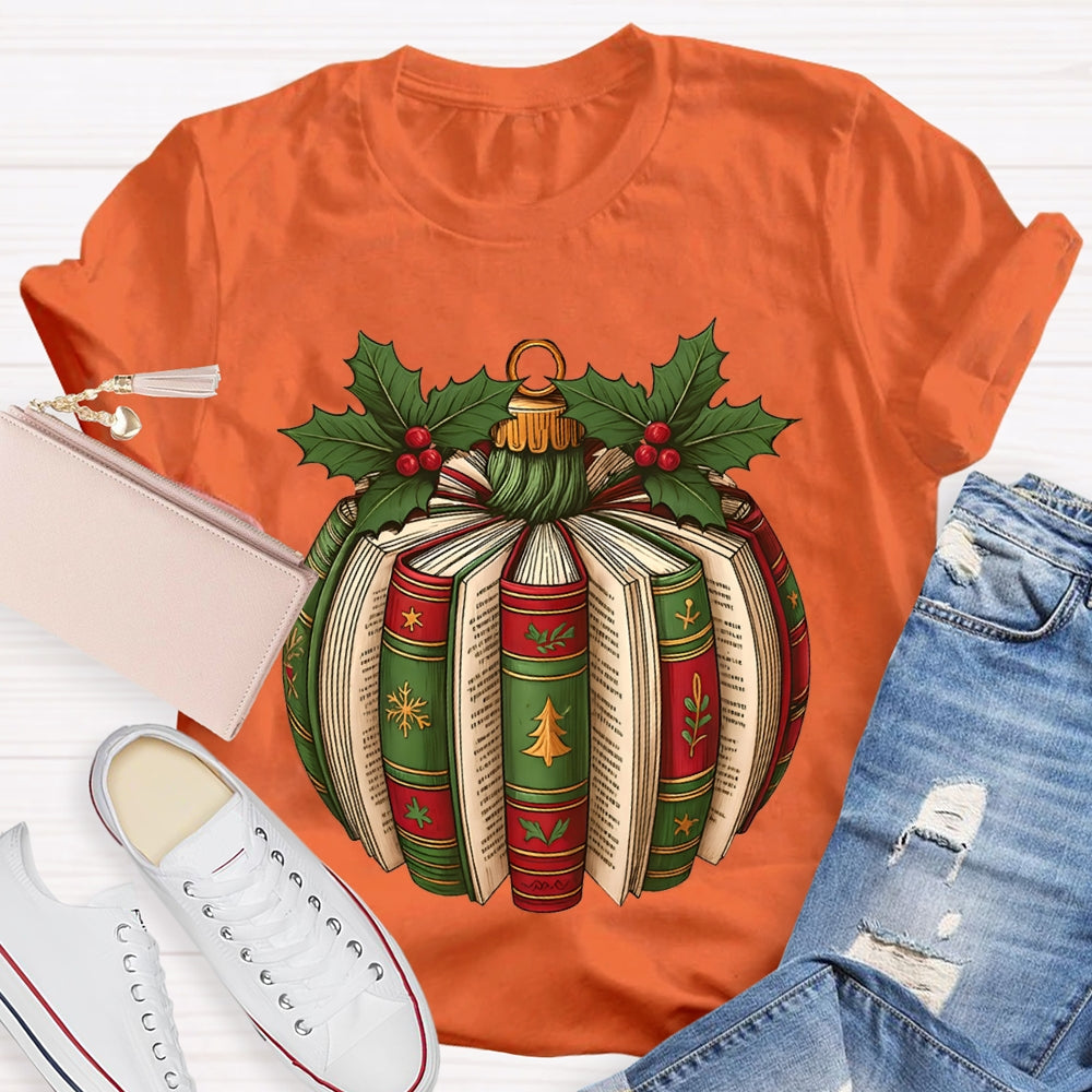 Fall In Love With Reading Christmas Tree Snowflake Books T-shirt