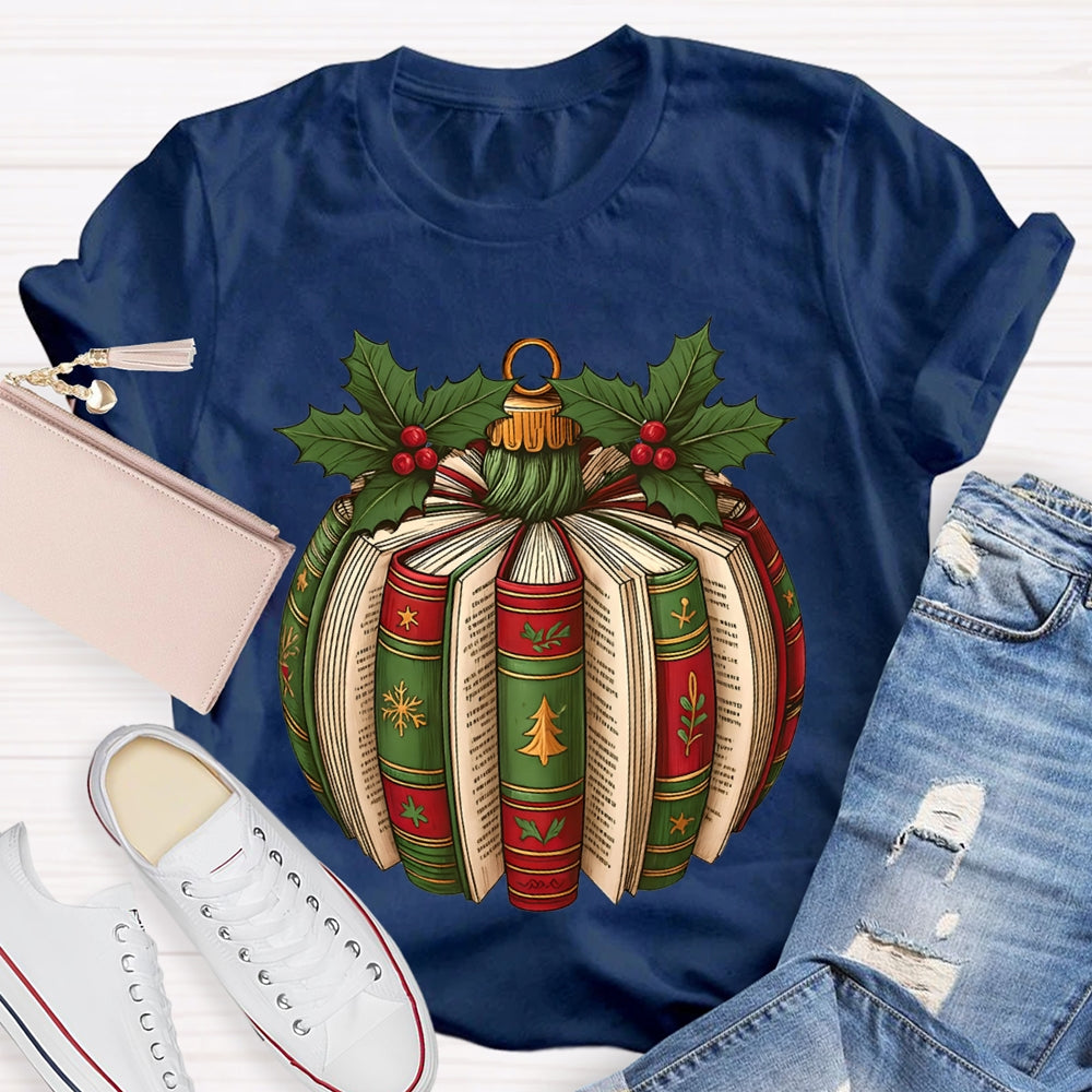 Fall In Love With Reading Christmas Tree Snowflake Books T-shirt
