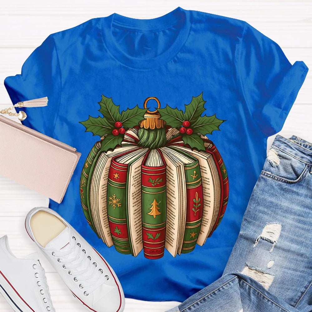 Fall In Love With Reading Christmas Tree Snowflake Books T-shirt