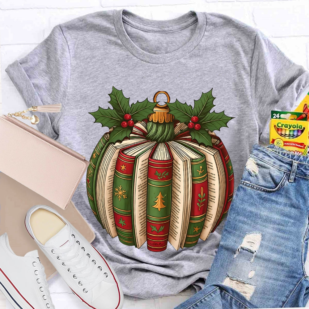 Fall In Love With Reading Christmas Tree Snowflake Books T-shirt