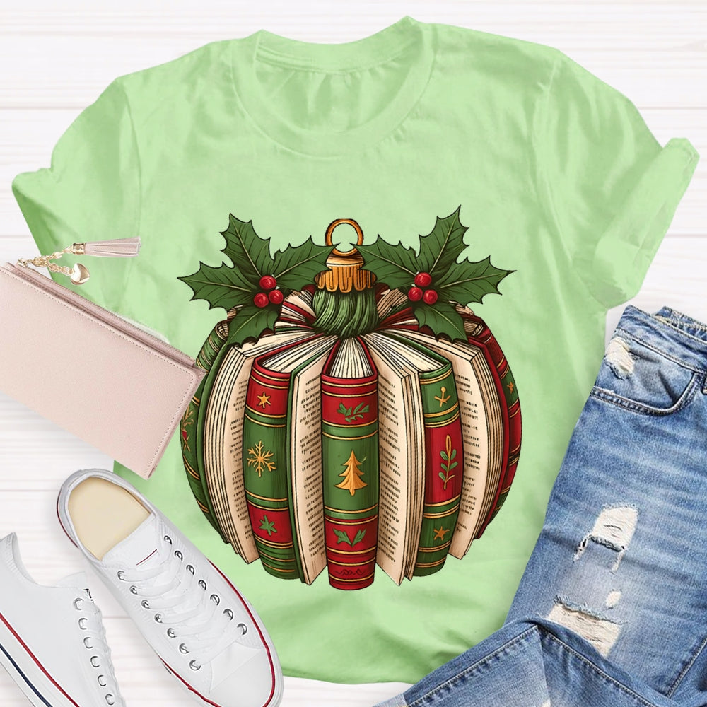 Fall In Love With Reading Christmas Tree Snowflake Books T-shirt