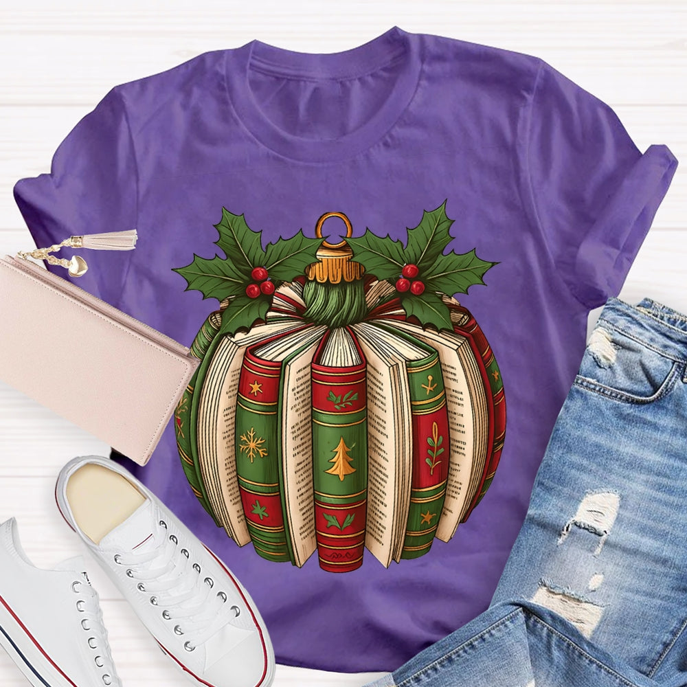 Fall In Love With Reading Christmas Tree Snowflake Books T-shirt