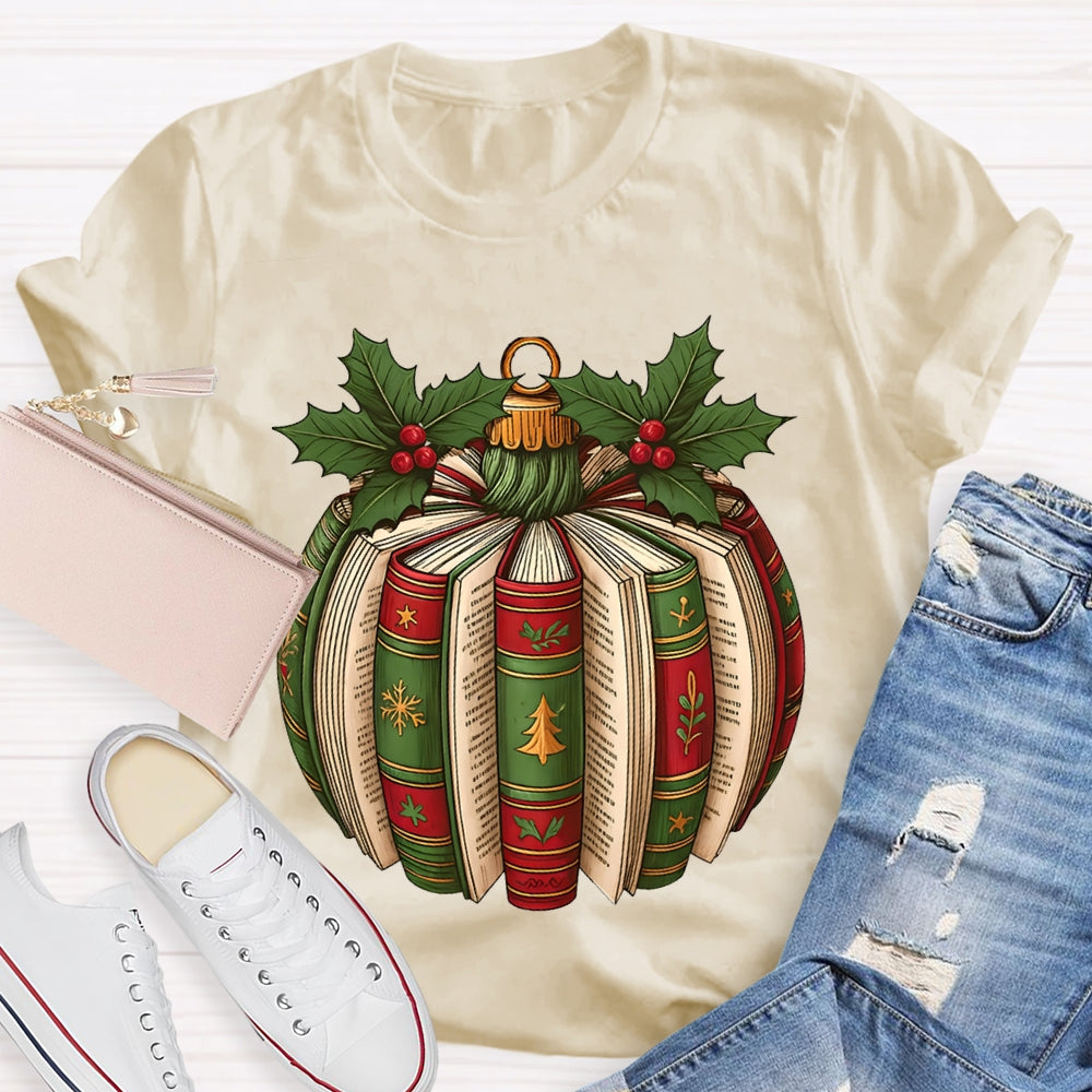 Fall In Love With Reading Christmas Tree Snowflake Books T-shirt