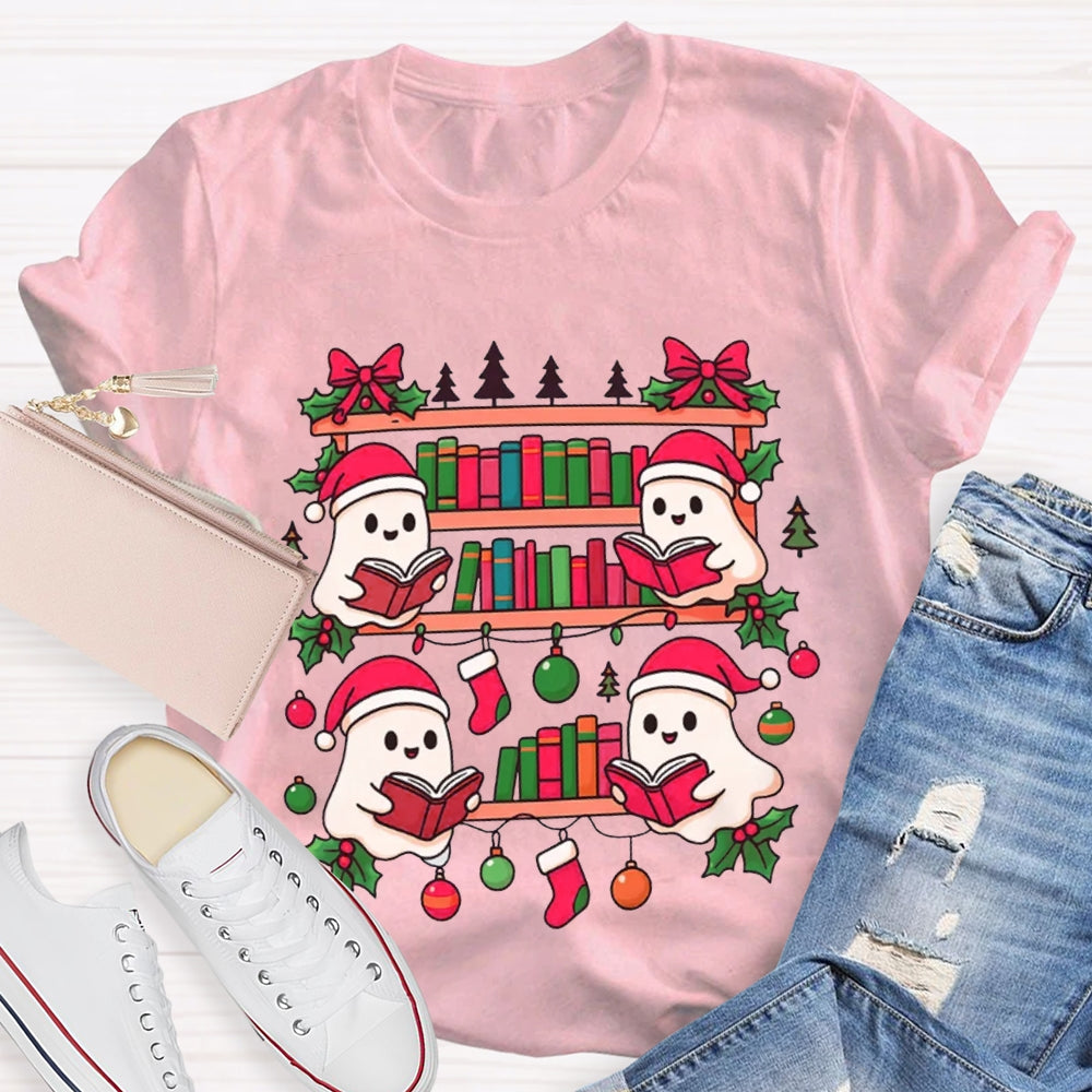 Christmas Elf Reading A Book Carefully Christmas T-shirt
