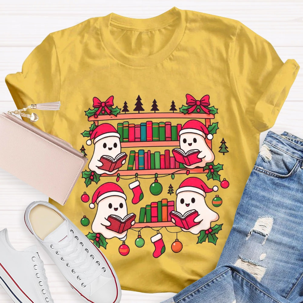 Christmas Elf Reading A Book Carefully Christmas T-shirt