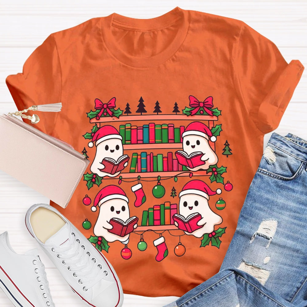 Christmas Elf Reading A Book Carefully Christmas T-shirt
