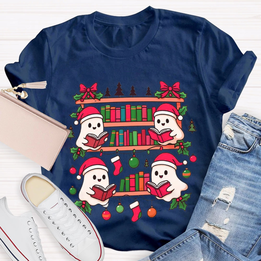 Christmas Elf Reading A Book Carefully Christmas T-shirt