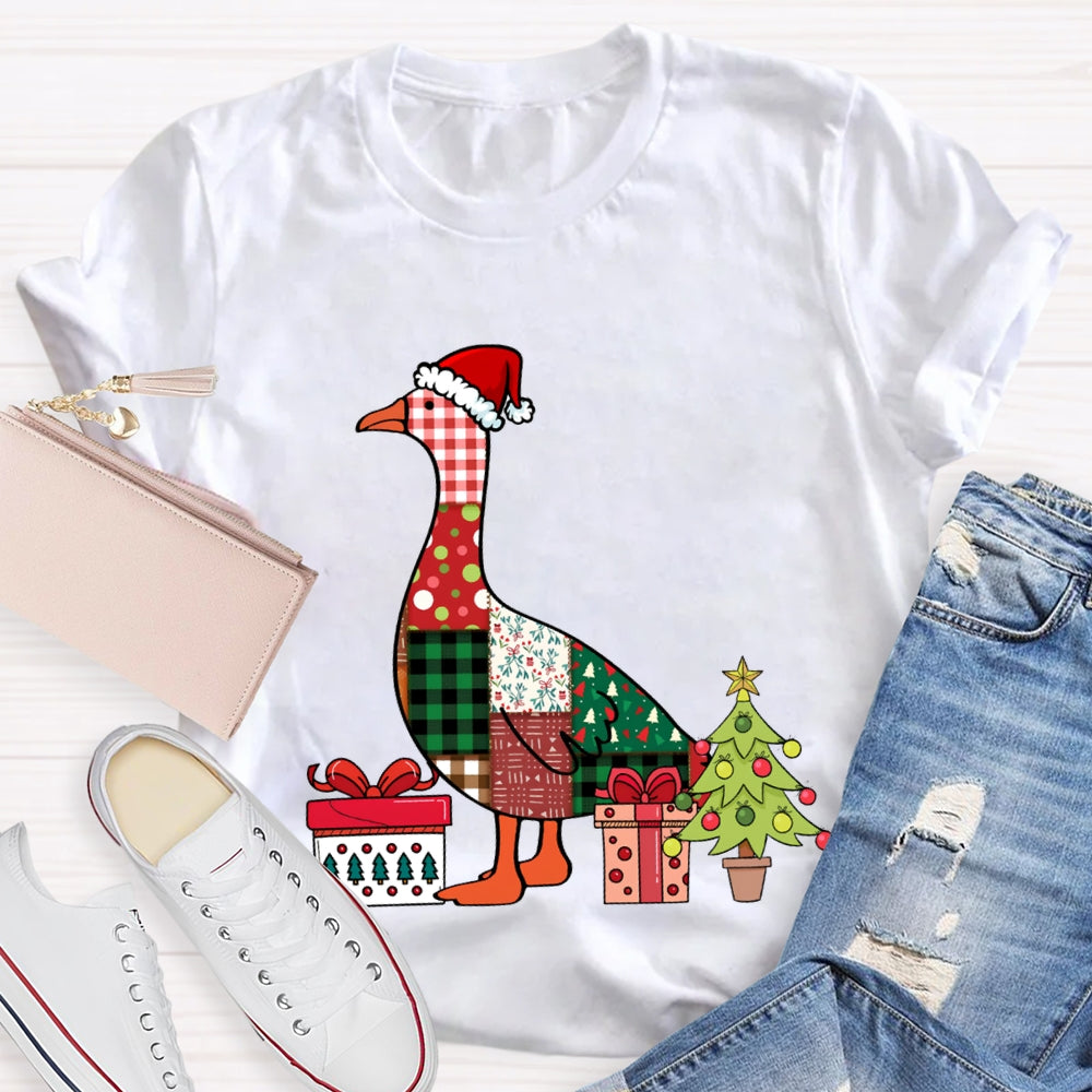 Colorful Christmas Geese Christmas Tree T-shirt