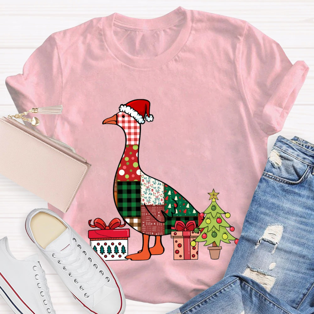 Colorful Christmas Geese Christmas Tree T-shirt