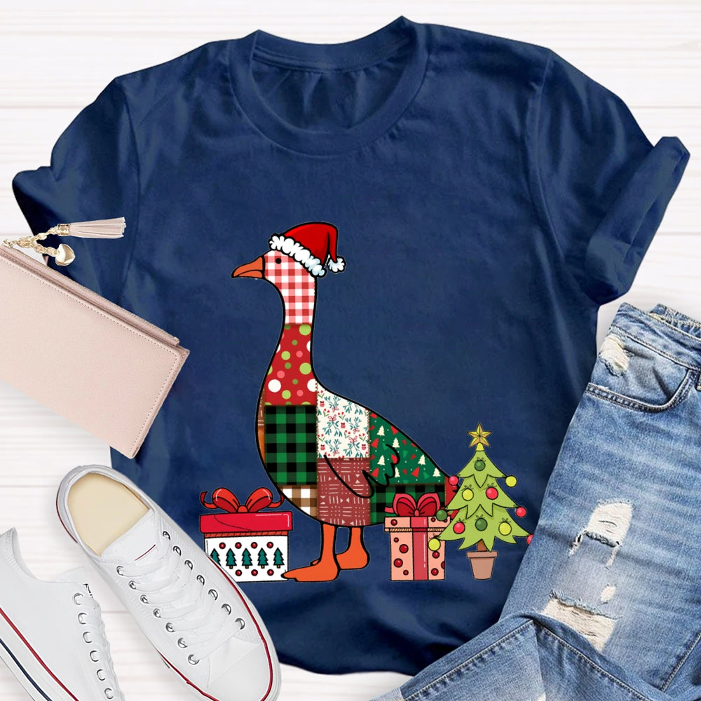 Colorful Christmas Geese Christmas Tree T-shirt
