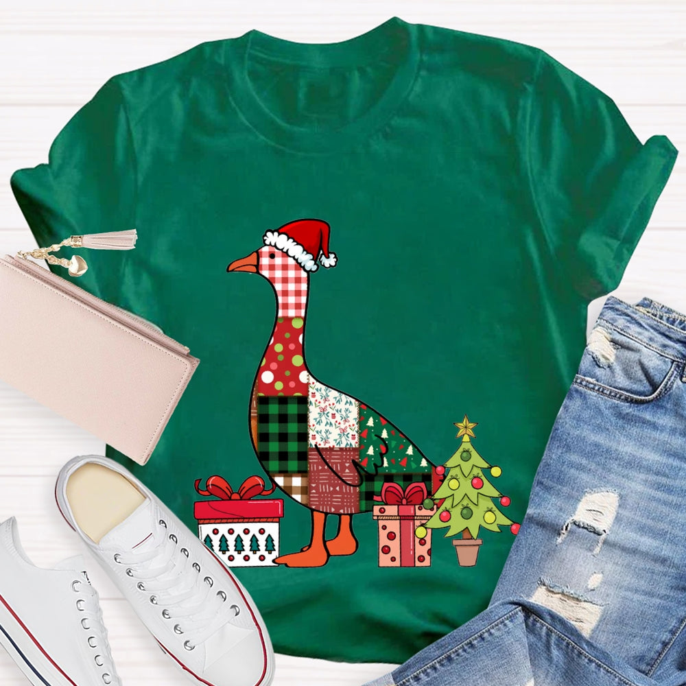 Colorful Christmas Geese Christmas Tree T-shirt