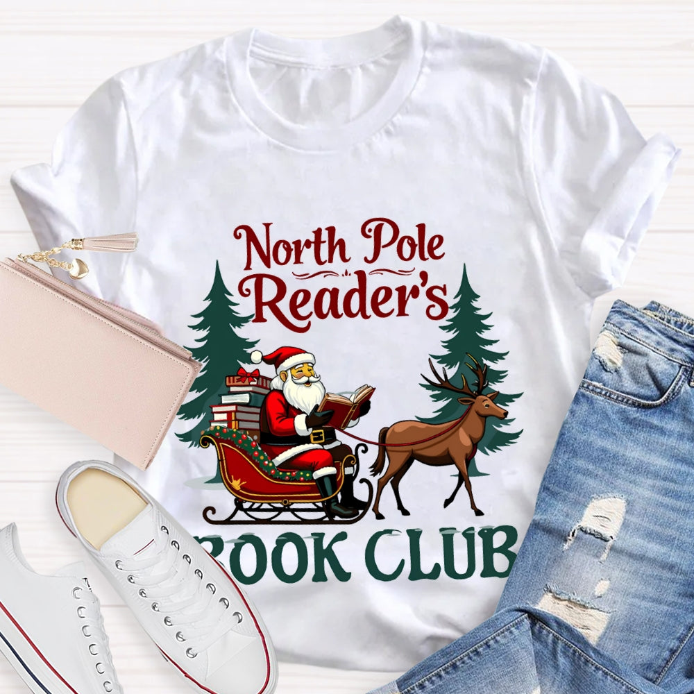 North Pole Readers Book Club Santa Claus In A Carriage T-shirt