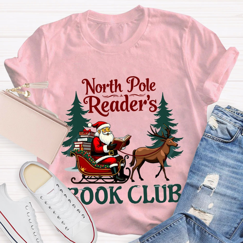 North Pole Readers Book Club Santa Claus In A Carriage T-shirt