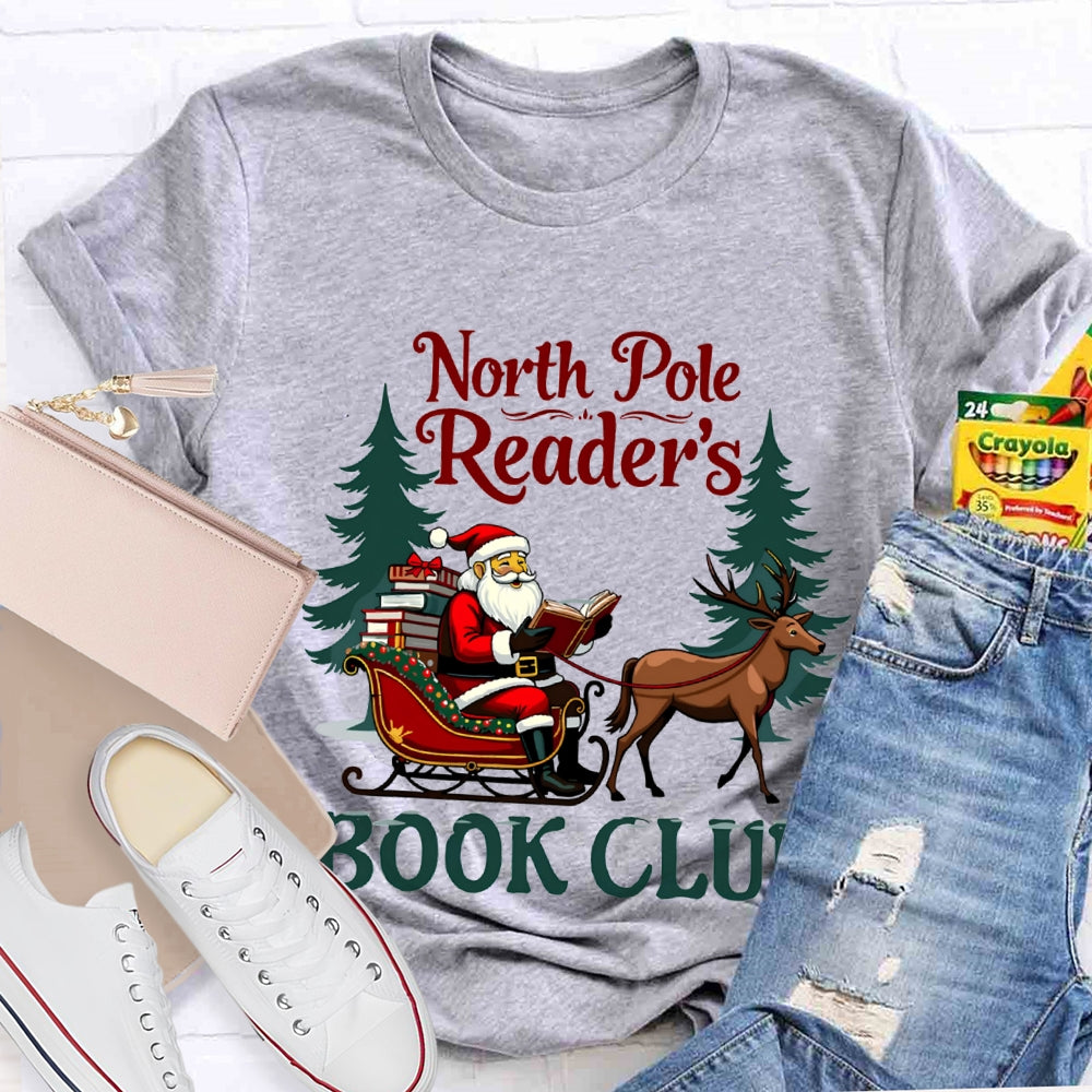 North Pole Readers Book Club Santa Claus In A Carriage T-shirt