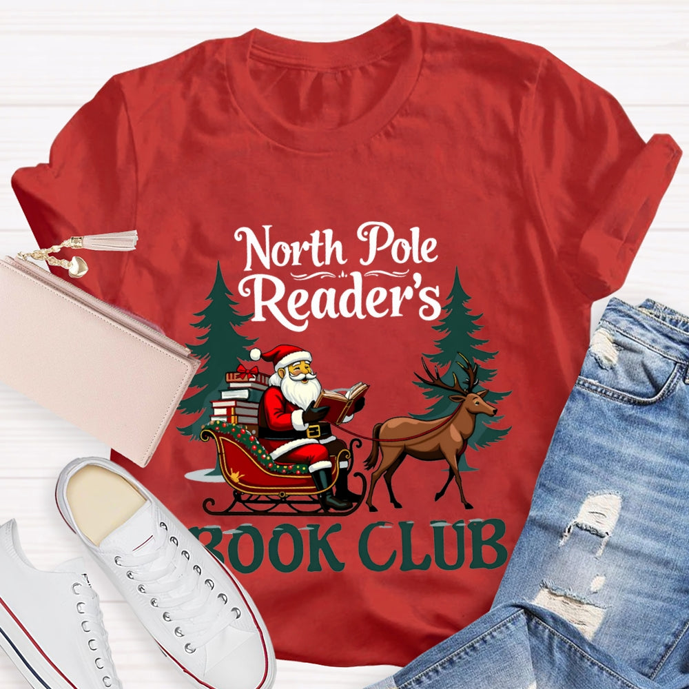 North Pole Readers Book Club Santa Claus In A Carriage T-shirt