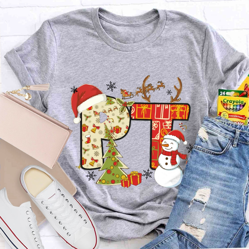 Physical Therapy Christmas Snowman And Christmas Tree T-shirt