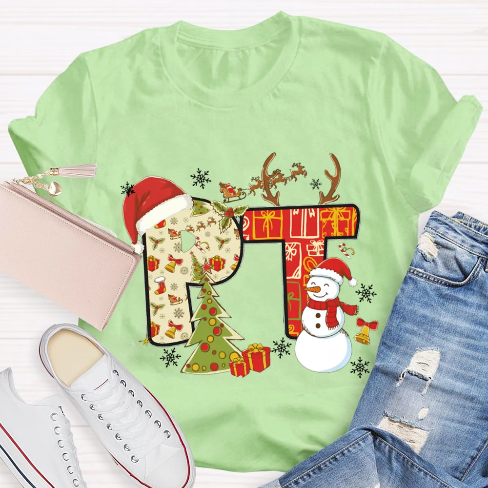 Physical Therapy Christmas Snowman And Christmas Tree T-shirt