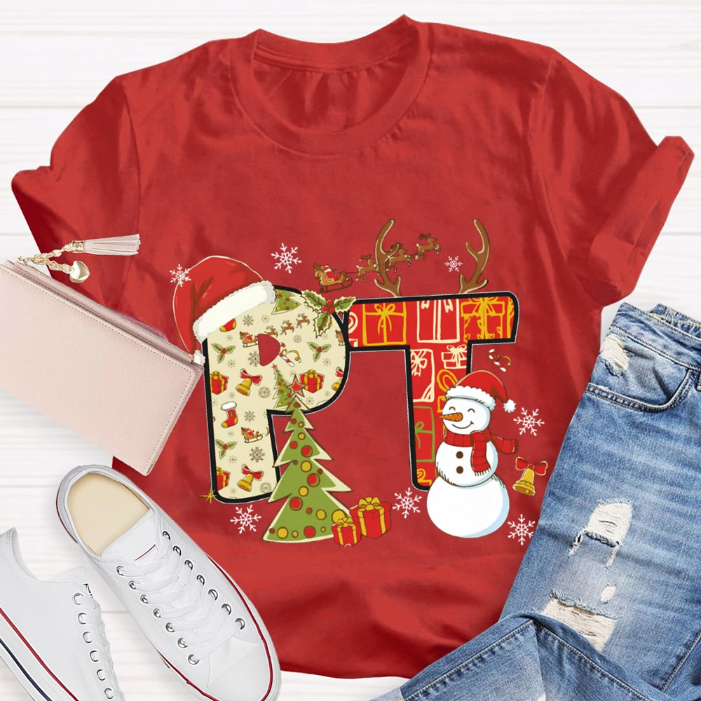 Physical Therapy Christmas Snowman And Christmas Tree T-shirt