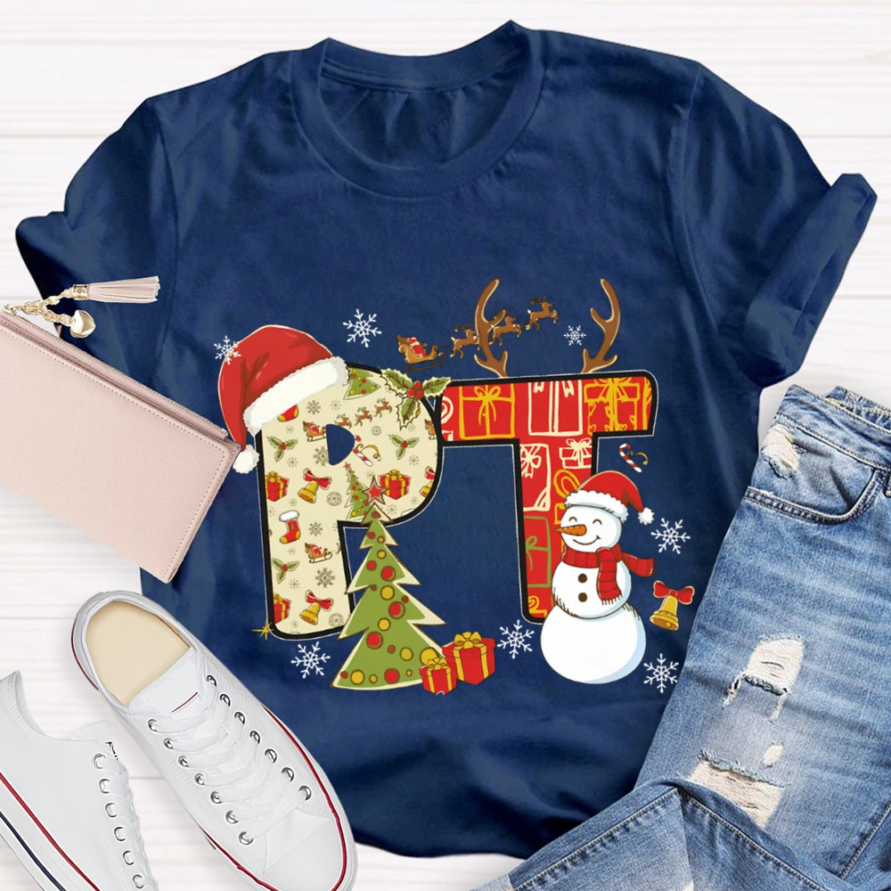 Physical Therapy Christmas Snowman And Christmas Tree T-shirt