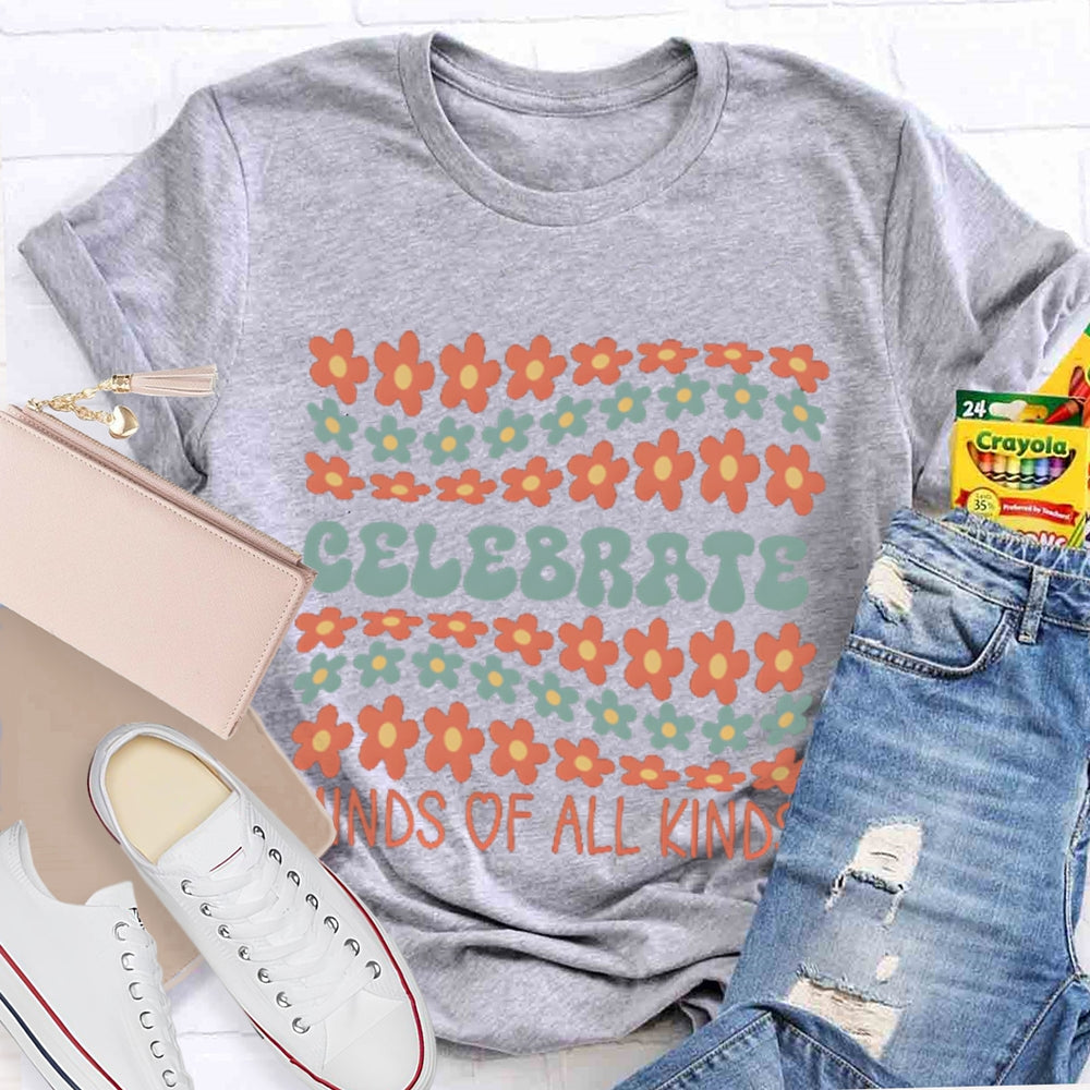 Celebrate Minds Of All Kinds Many Small Flowers T-shirt