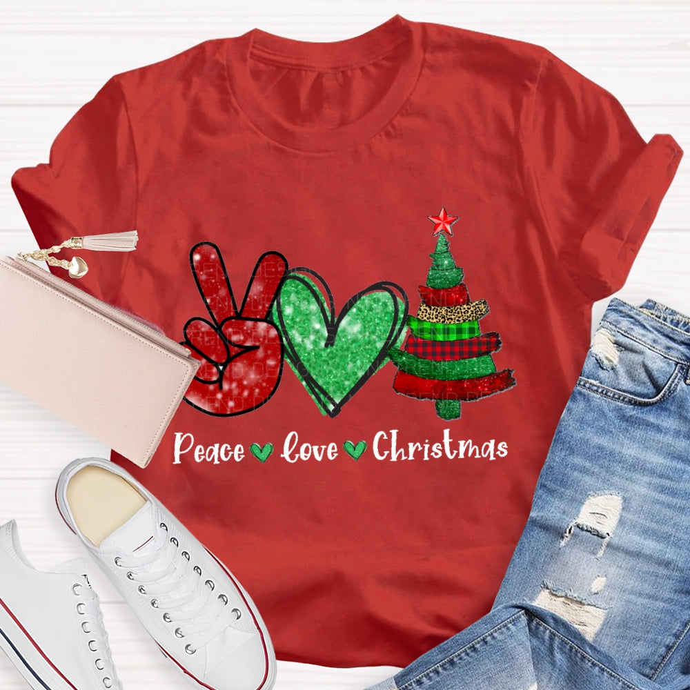 Peace Love Christmas Tree Christmas T-shirt