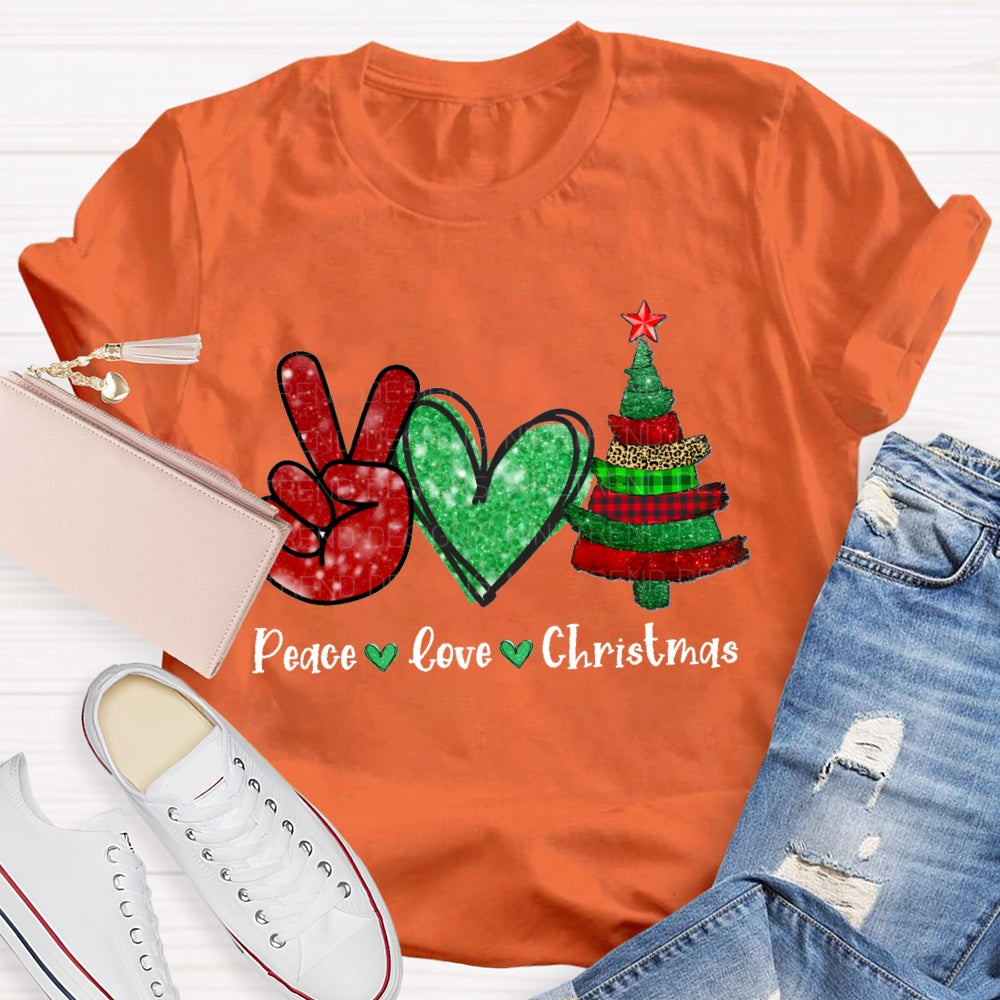 Peace Love Christmas Tree Christmas T-shirt