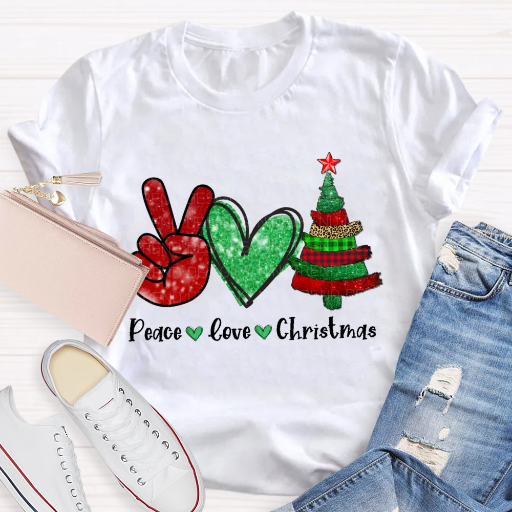 Peace Love Christmas Tree Christmas T-shirt