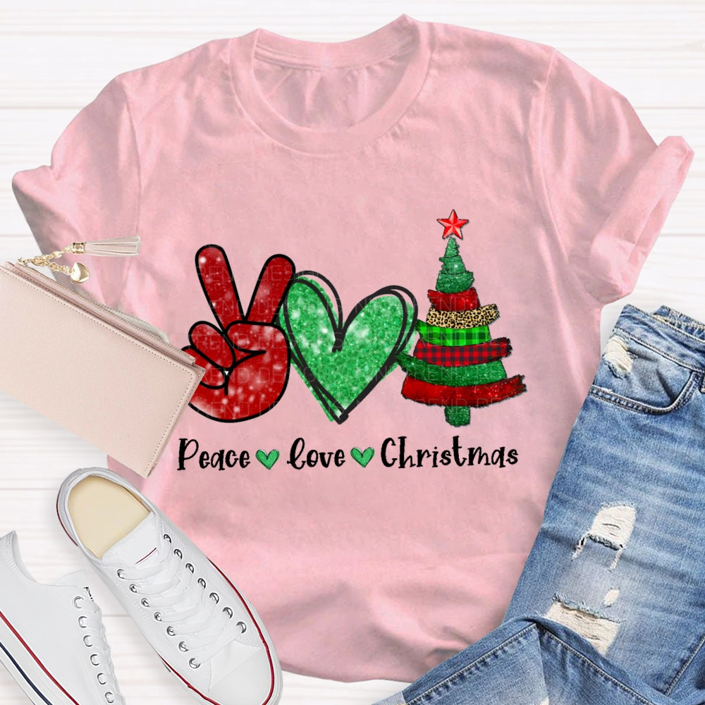 Peace Love Christmas Tree Christmas T-shirt