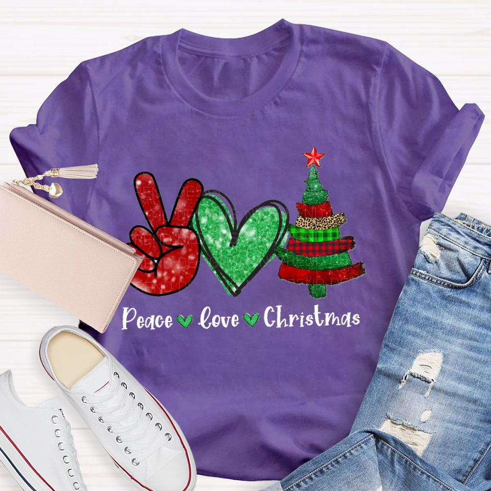 Peace Love Christmas Tree Christmas T-shirt
