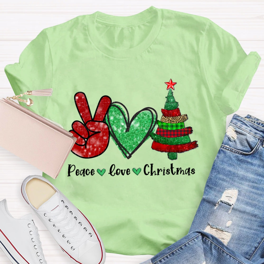 Peace Love Christmas Tree Christmas T-shirt