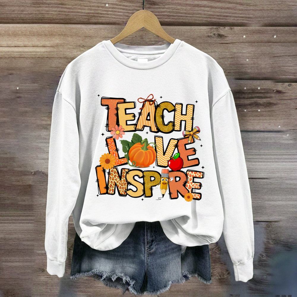 Teach Love Inspire Fall Season Pumpkin Sweatshirt