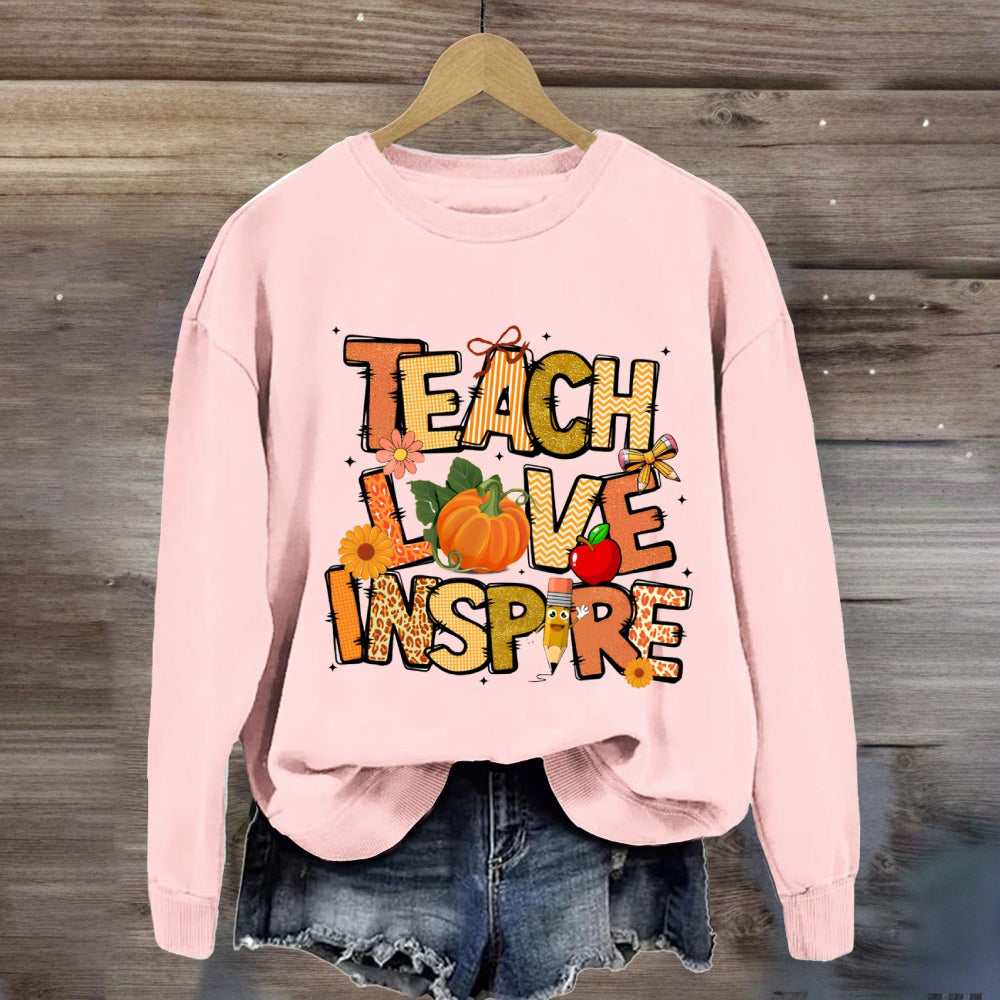 Teach Love Inspire Fall Season Pumpkin Sweatshirt