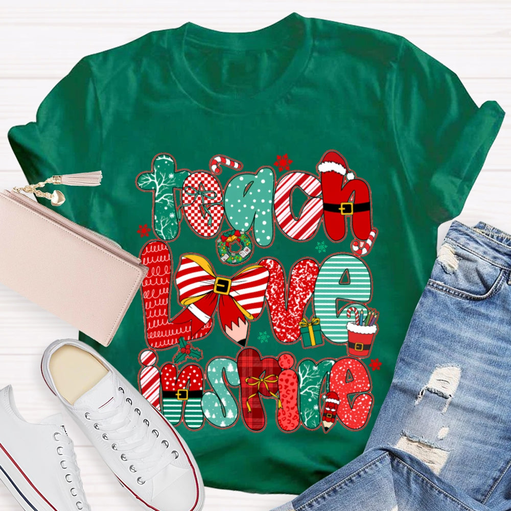 Teach Love Inspire Christmas Bow T-Shirt