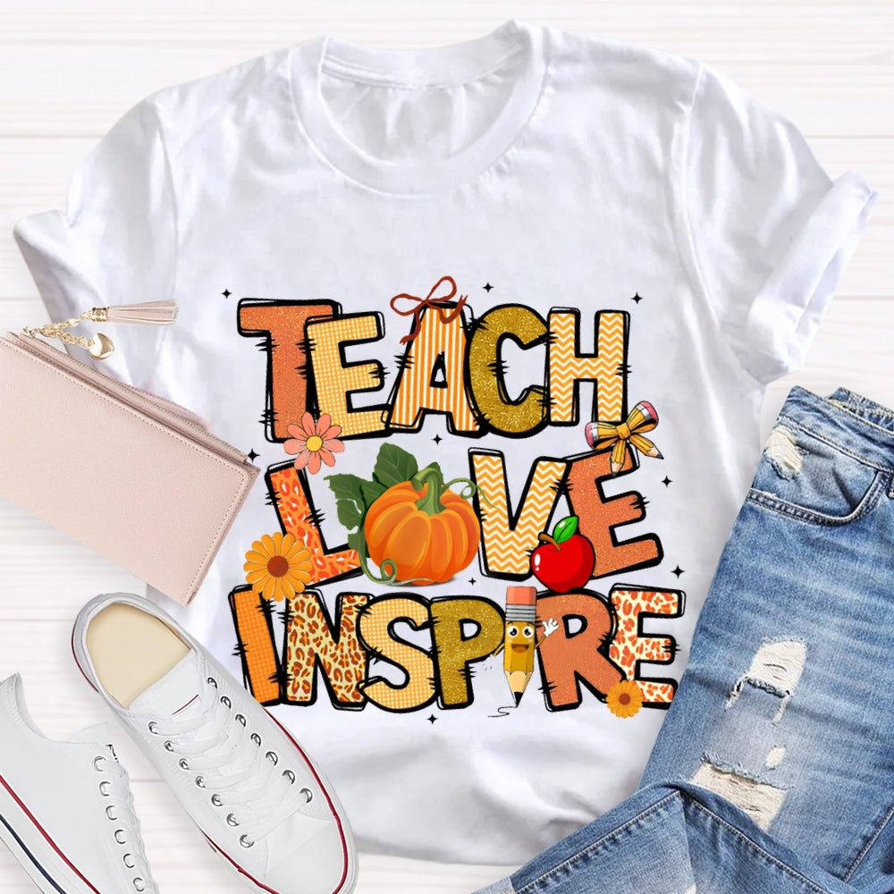 Teach Love Inspire Fall Vibes Pumpkin T-Shirt