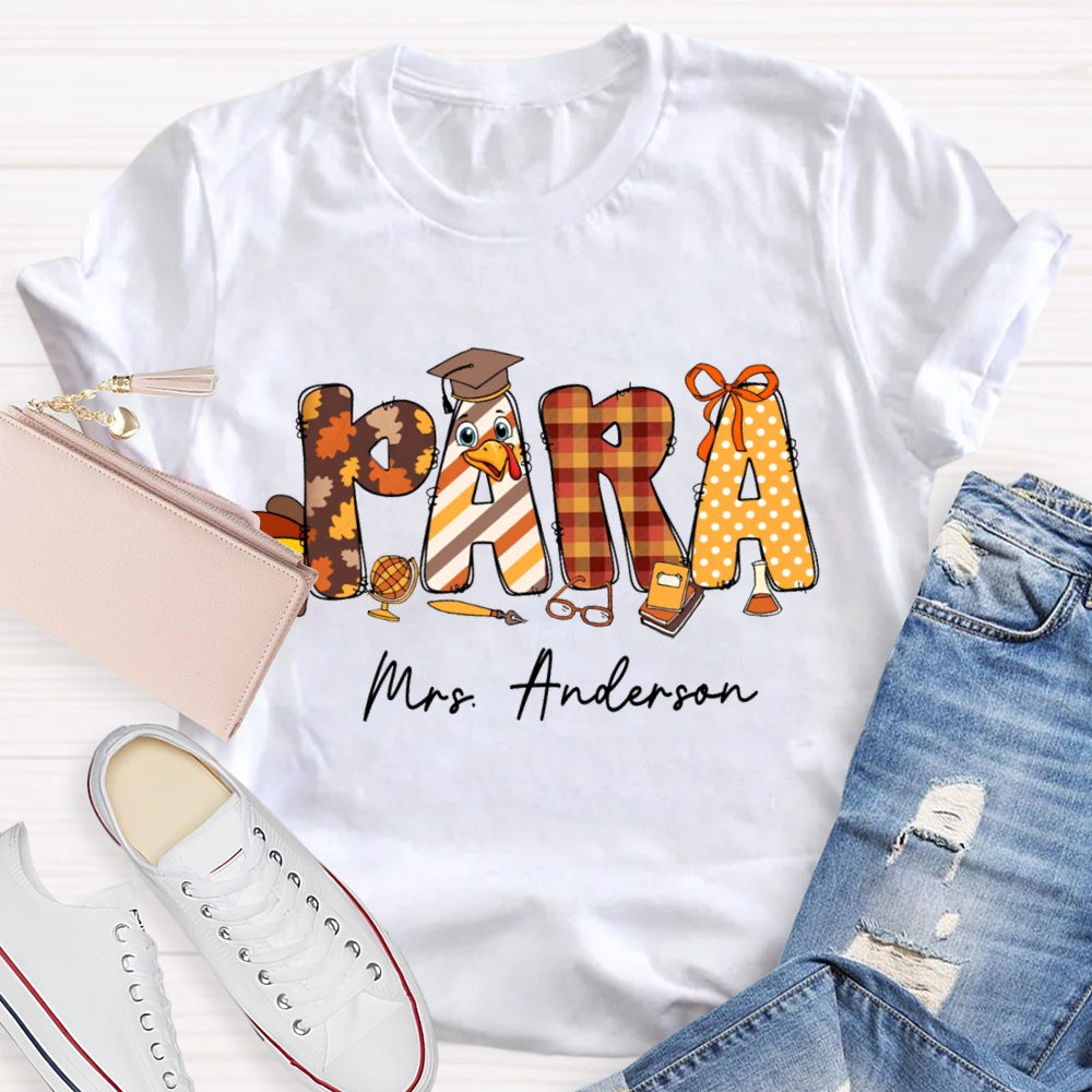 Personalized Name Thanksgiving Fall Season Para T-Shirt